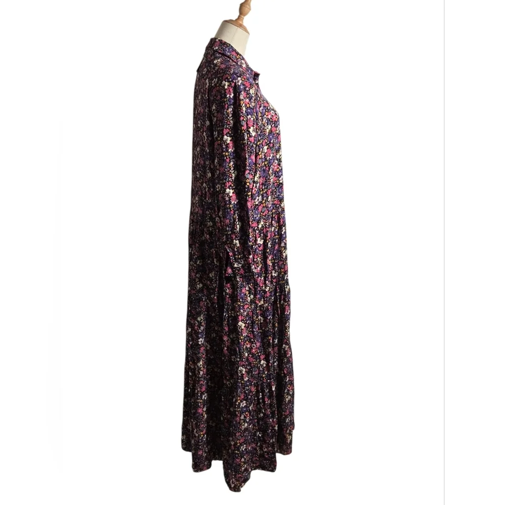 Natural Life Black Floral Long Sleeve Maxi Dress NWT - Picture 4 of 8